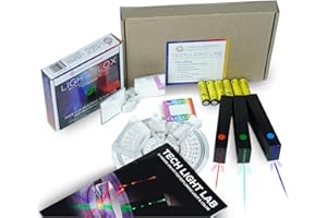 LASER CLASSROOM Tech Light Lab LED Optics Kit - LED Color Mixing Educational Kit for Grades 2-8 (Red Green Blue 3-Pack) - Transforms into Ray Box - Reflection and Refraction Optics Experiments for Kids