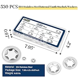 Vifmy 530PCS Internal Tooth Star Lock Washers, M3