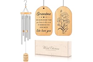 Milcier Gifts for Grandma, Grandma Birthday Gifts, Grandma Wind Chimes, Best Christmas Mothers Day Thanksgiving Present for Grandmother, Nana, Granny, 25.5 inches, Silver