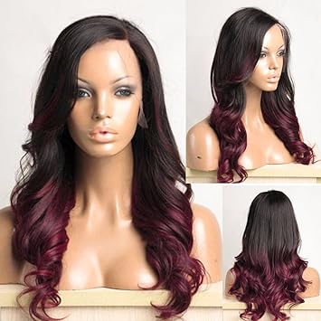 Amazon Com 1b 99j Ombre Lace Front Wig Pre Plucked Glueless