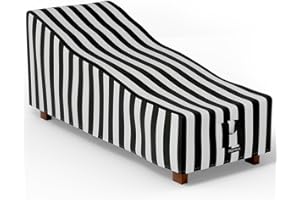 Hptmus Outdoor Chaise Lounge Covers - Patio Chaise Lounge Covers Waterproof Heavy Duty Outdoor Lounge Chair Covers Patio Furniture Covers, 76"L x 32"W x 32"H/Black&White Stripe