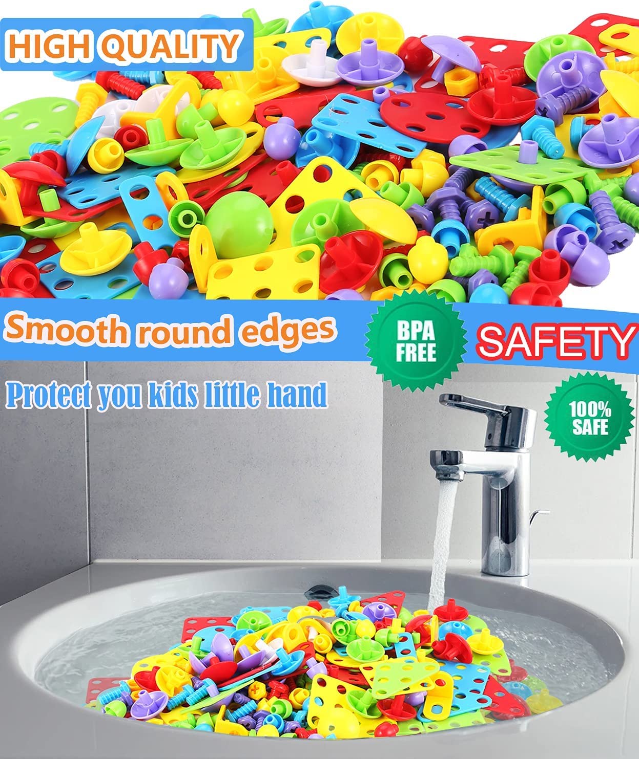 Educational Toys Building Blocks, 244 Pieces Electric Screwdriver DIY Building Toys for Boys and Girls, Educational Construction Building kit for Kids Ages 4 5 6 7 8 9 10 Year Old