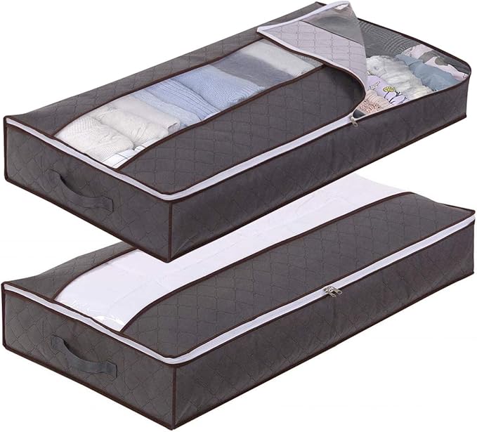 Underbed Storage Bag, Foldable Thick Breathable Underbed Storage Bags with Reinforced Handle and
