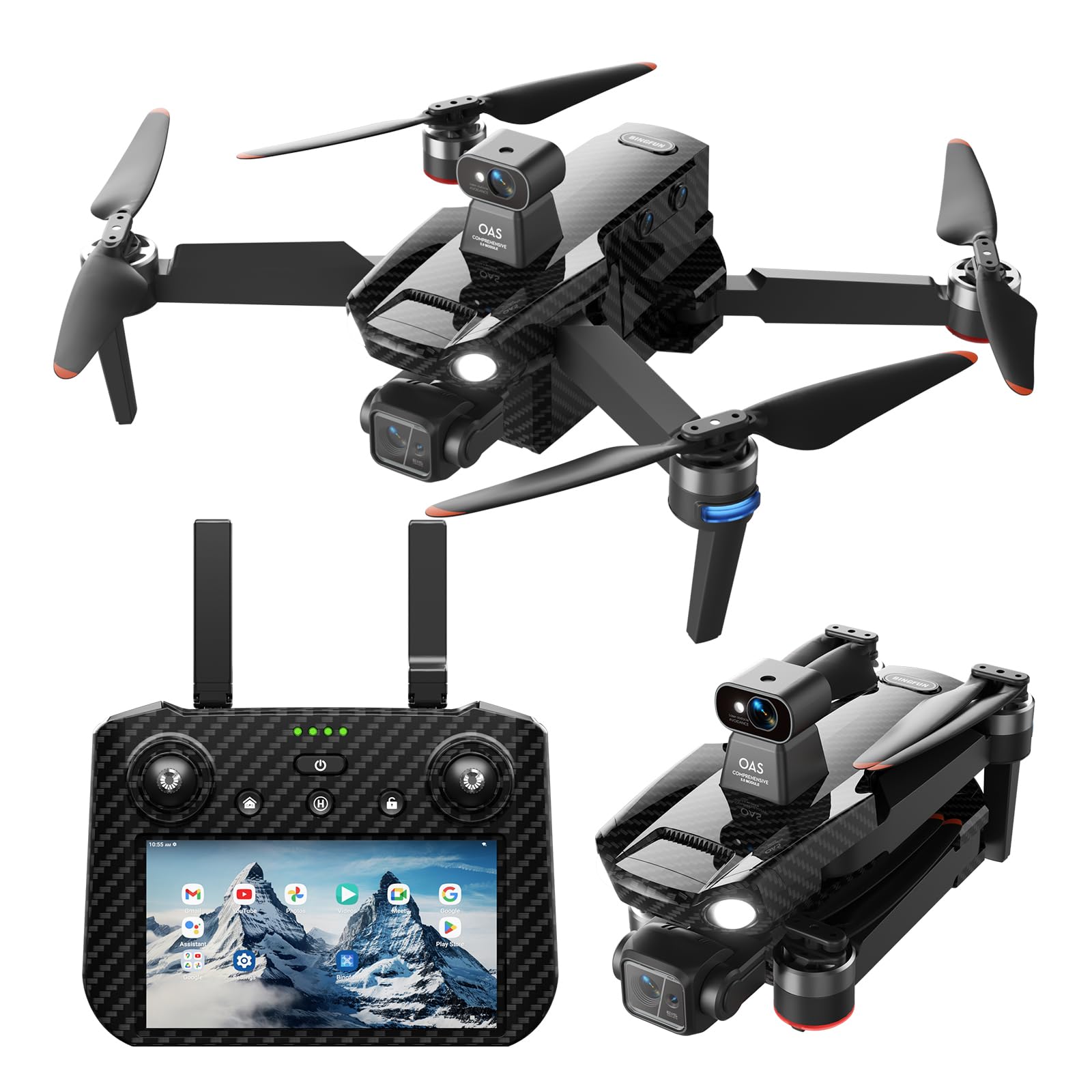 Photo 1 of Bingchat Touch Screen Remote Drones with Camera for Adults 4k HD, Obstacle Avoidance with Payload Release, Touch Screen Tablet Controller WITH Obstacle Avoidance, 3 Axis Gimbal Drone, 5 Miles, 82 Minutes Long Battery, Time-lapse, Follow Me/Car, Carbon Fib