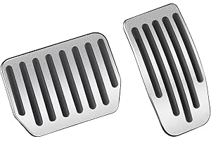 QIRUIMY Silver Foot Pedal Pads Set for Tesla Model 3 Model Y 2016-2026, Non-Slip Pedal Covers Accessories, Aluminum Accelerator/Brake Foot Pedal Pad for Model Y(Juniper) Model 3(Highland)