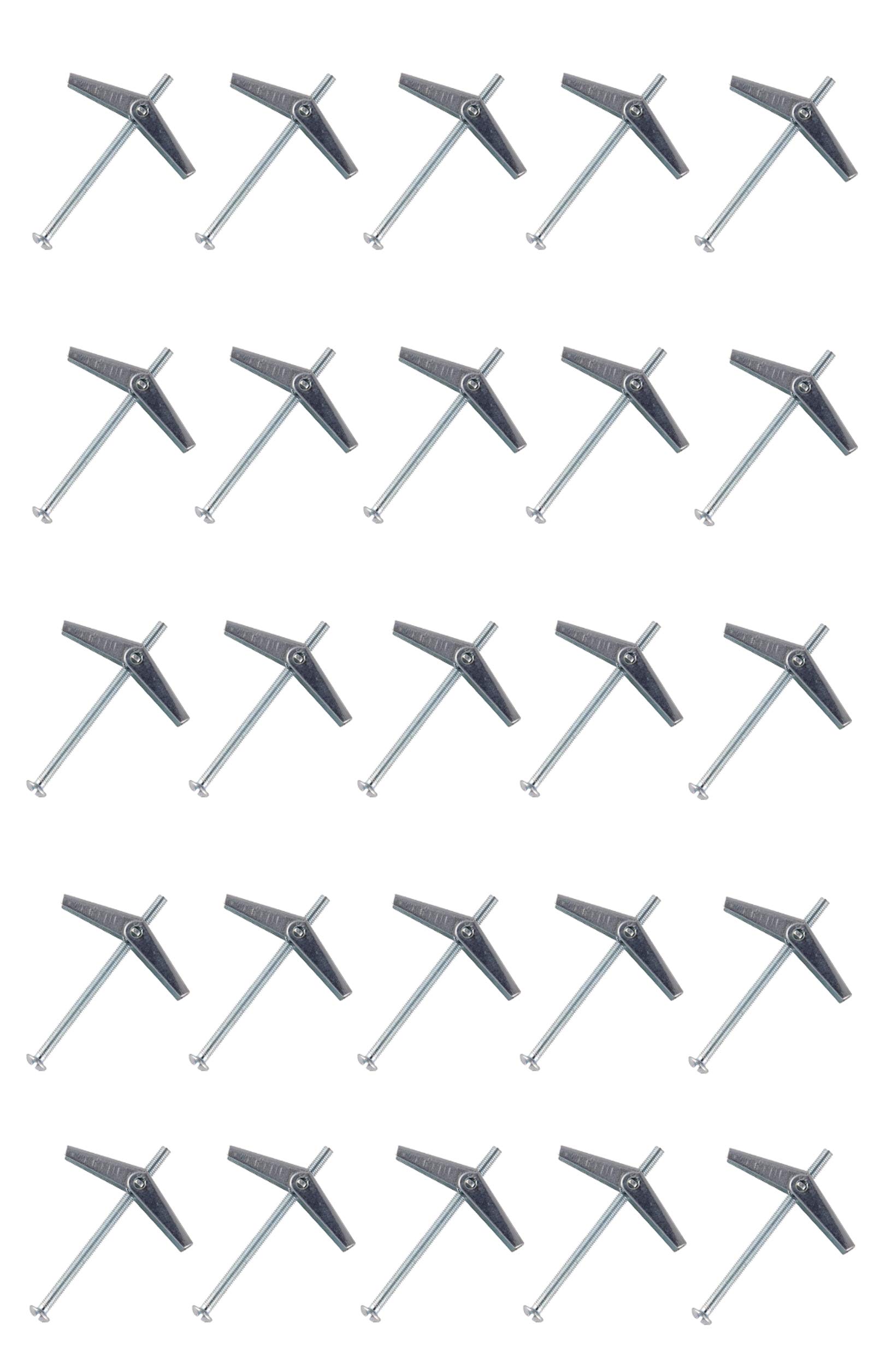 fiXte® Wing Spring Toggle with Machine Screw for Plasterboard Hollow Walls & Doors Pack of 25 (M3 x 50mm)