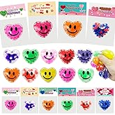 24 Pack Valentines Day Gifts Cards with Heart Stress Balls Squishy Squeeze Toys Great for Valentines Party Favors Valentine's Day Gifts