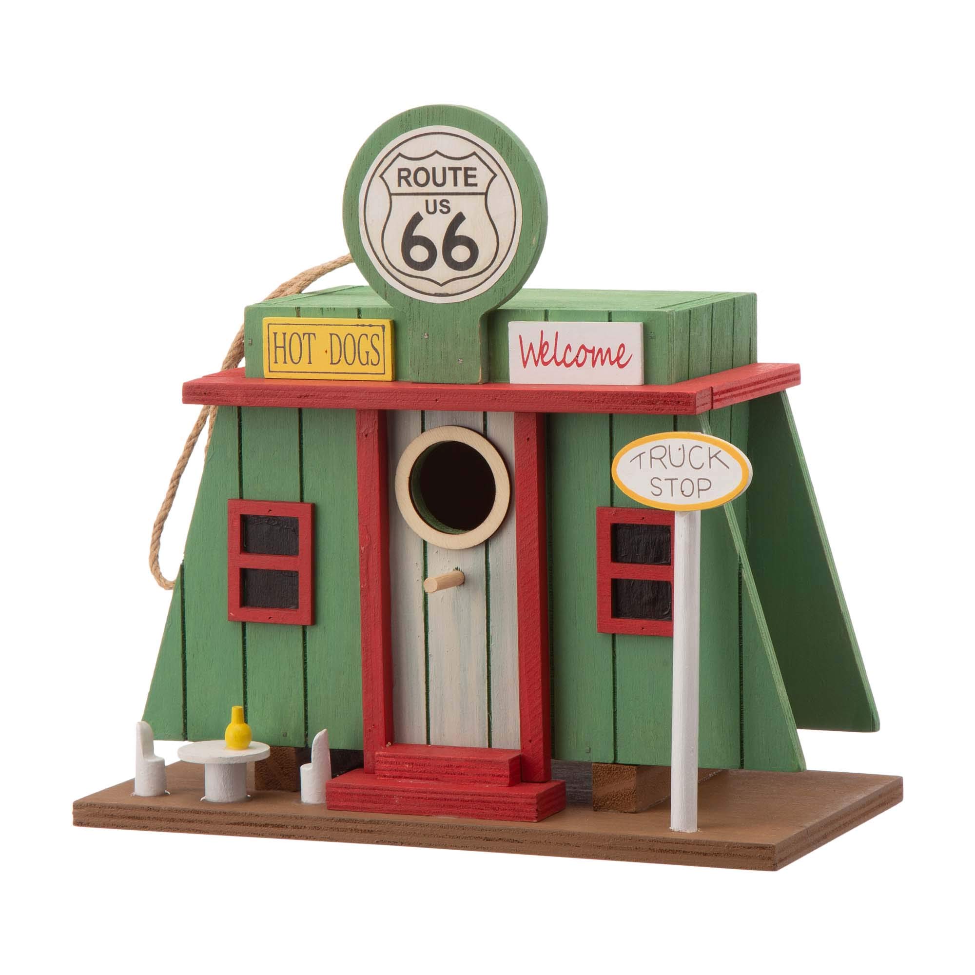 glitzhome 9.45" L Wooden Truck-Shop Bird House Outdoors/Indoors Garden Rustic Hanging Painted Decorative Birdhouse for Kids Adult