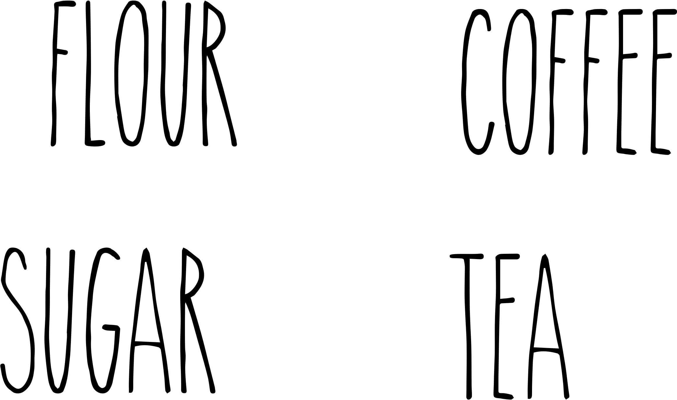 Rae Dunn Inspired Vinyl Stickers for Food Canisters (Canisters not included) Pack of 4 (Black)
