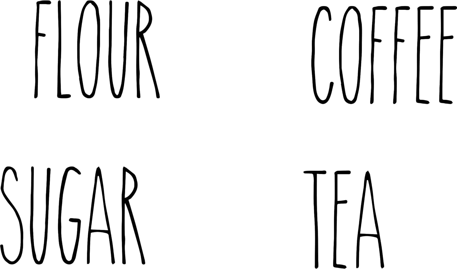 Rae Dunn Inspired Vinyl Stickers for Food Canisters (Canisters not included) Pack of 4 (Black)