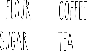 Rae Dunn Inspired Vinyl Stickers for Food Canisters (Canisters not included) Pack of 4 (Black)