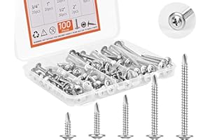 CARLWIN 100pcs Premium #8 Self Tapping Screw Assortment Kit, 410 Stainless Steel Sheet Metal Screws, #8 x 1/2" - 2" Self Drilling Screws for Metal, Truss Head