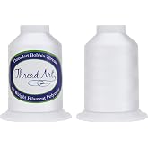 ThreadArt Bobbin Thread, 60Wt White, 2 Spool Twin Pack, 5000M | Lightweight bobbin thread for machine embroidery and sewing. Smooth 60wt thread helps designs stitch cleanly.