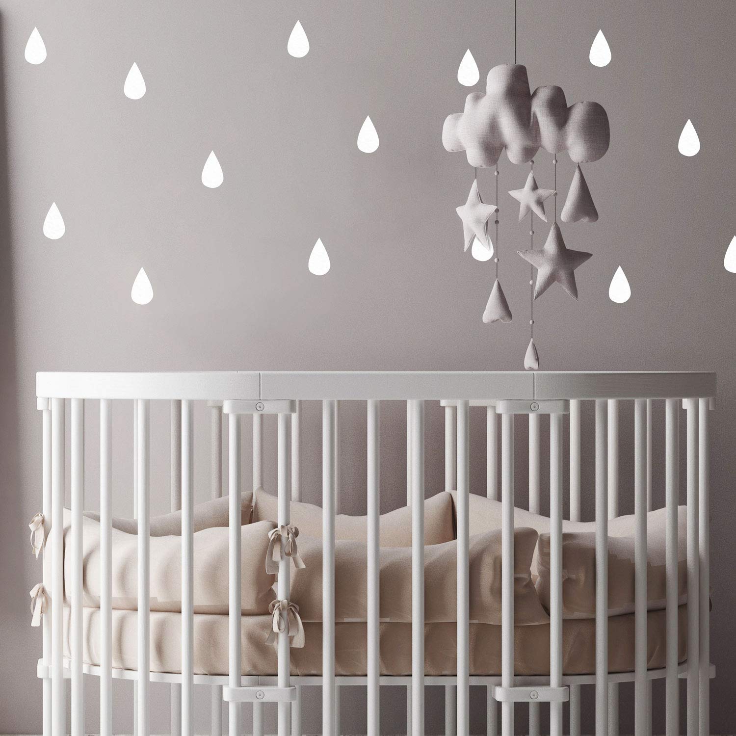 Stickerscape Raindrop Wall Stickers | Perfect for A Childs Bedroom, Playroom Or Nursery | Easy to Apply | 88 Raindrop Stickers Included | Perfect to Add Interest to a Plain Wall (White)