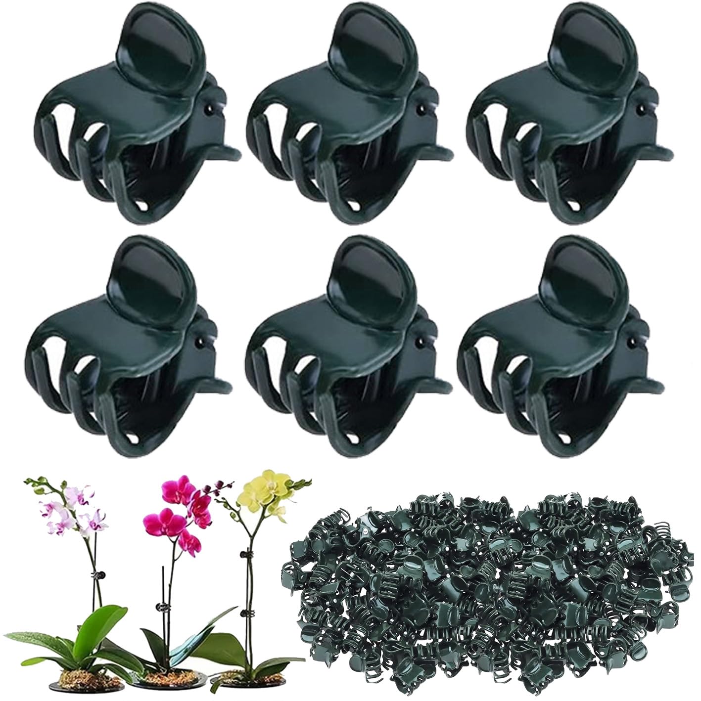 Photo 1 of 7Queen 200 Pcs Plants Orchid Support Clips Plant Clips Orchid Clips Flower Vine Clips for Supporting Stems Vines Stalks Climbing Plant Grow Upright