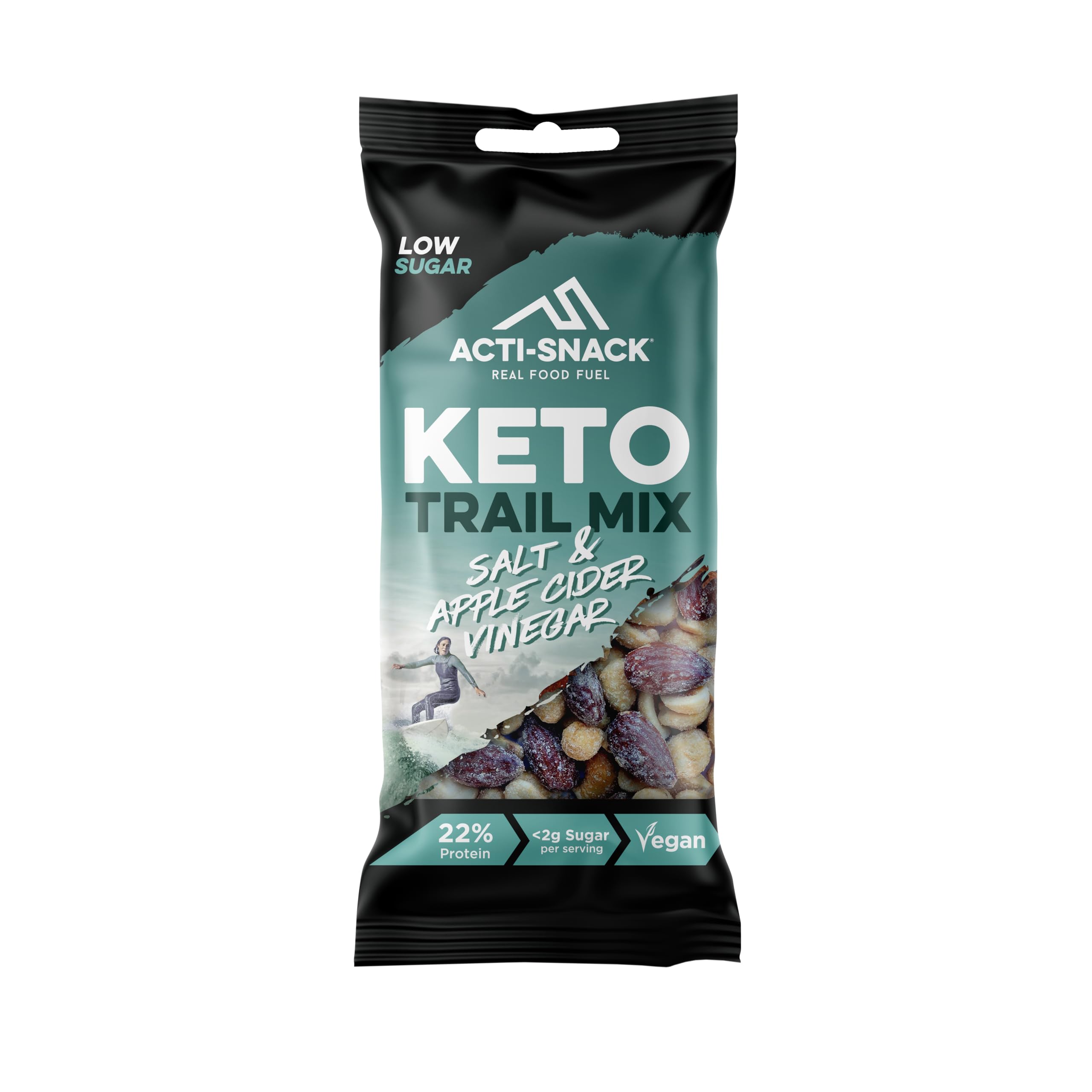 ACTI-SNACK Keto Crunch Salt & Apple Cider Vinegar 12 x 40g | Sports Nutrition Snacks, Protein on the Go - Salt and Vinegar Almonds, Cashews and Peanuts Nut Mix Snack