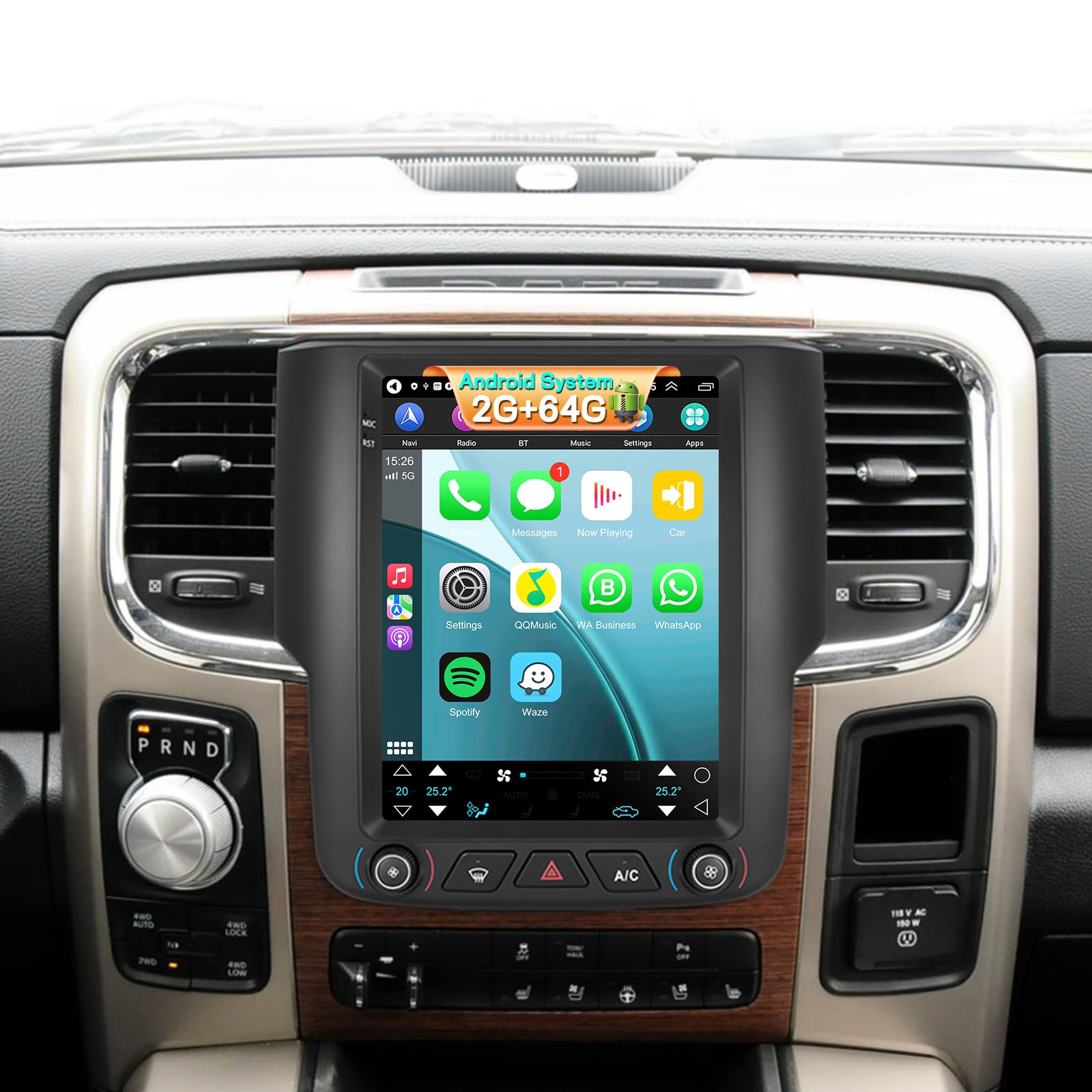 Photo 1 of [2+64GB] Car Radio for Dodge RAM 1500 2500 3500 2013-2018 (for Auto AC) with Carplay&Android Auto, 9.7 inches Android Touch Screen RAM Stereo, 1080P/HiFi Audio/Bluetooth/FM RDS/SWC