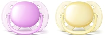 Philips Avent Ultra soft Schnuller 0-6 Monate, SCF211/20, Doppelpack, Mädchen, violett/gelb