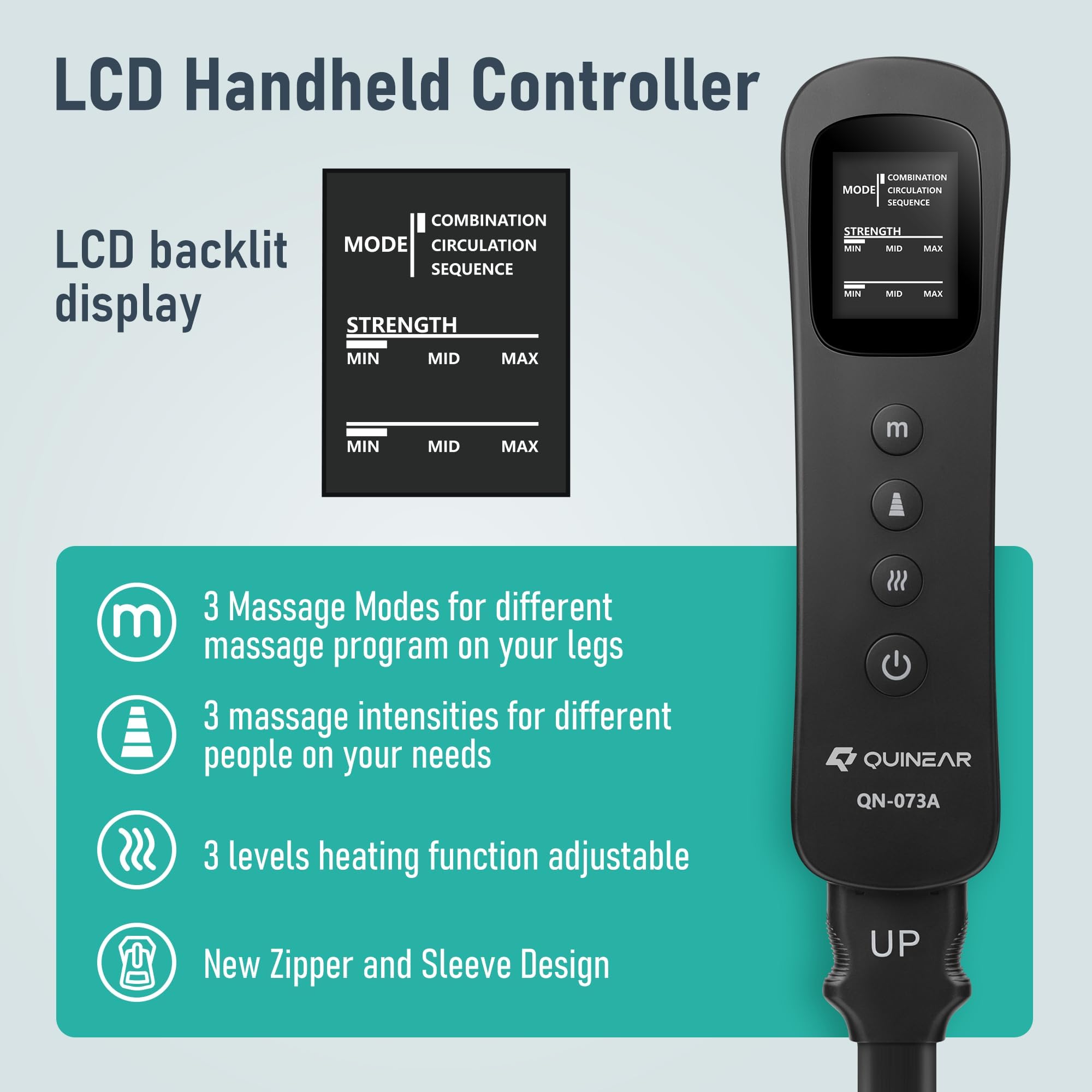 QUINEAR Leg Massager, 3-in-1 Foot Calf & Thigh Massager with Heat and Compression Therapy, Leg Massage Boots Gift for Swollen Legs, Edema, RLS Pain Relief, FSA-HSA Eligible