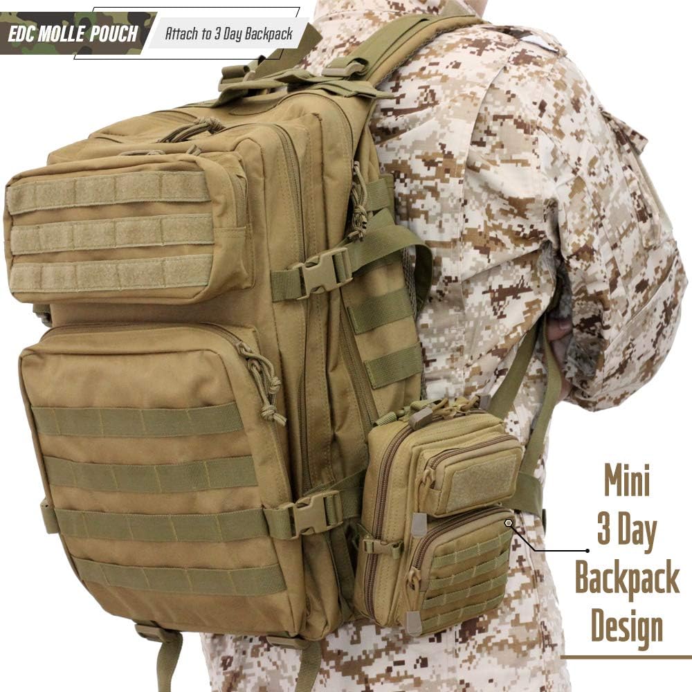 LIVANS Tactical Molle Utility Pouch, EDC Tool Pouch Tactical Phone Pouches Mini Waist Pouches Medical EDC IFAK Pack Mini Design of 3-Day Assault Backpack : Sports & Outdoors