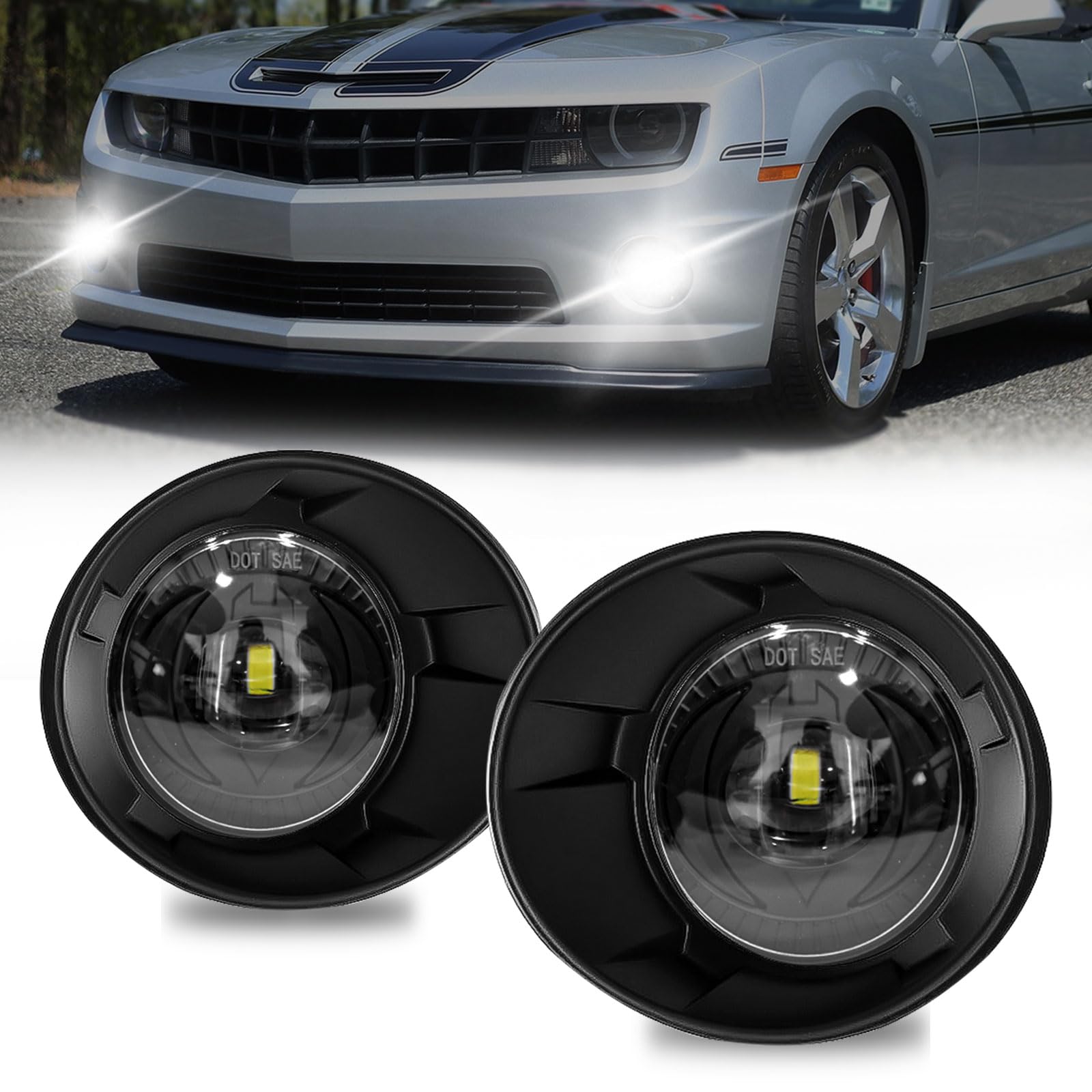 Photo 1 of SINYATO INDUST LED Fog Lights for 2010-2013 Chevrolet Camaro, Front Driving Fog Lamps Assembly Replacement Kit, Clear Lens?1 Pair?