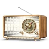 YOWGUIF AM FM Radio Classic Retro Wood Table Radio Bluetooth Speakers Radios Plug-in Wall with Rotary Knob Great for Home, Office