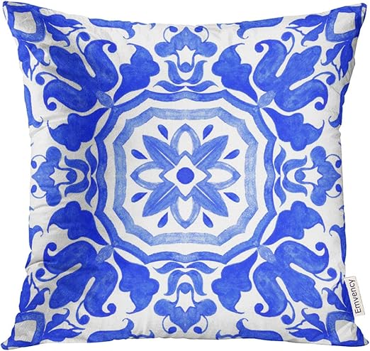 Amazon Com Golee Throw Pillow Cover Portuguese Azulejo Tiles Blue