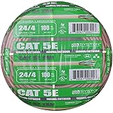 Cat5e Bulk Cable 100ft Pure Copper, Outdoor/Indoor Heat Resistant, Solid 350Mhz, 24AWG, UTP, Riser Rated CMR (Tan)