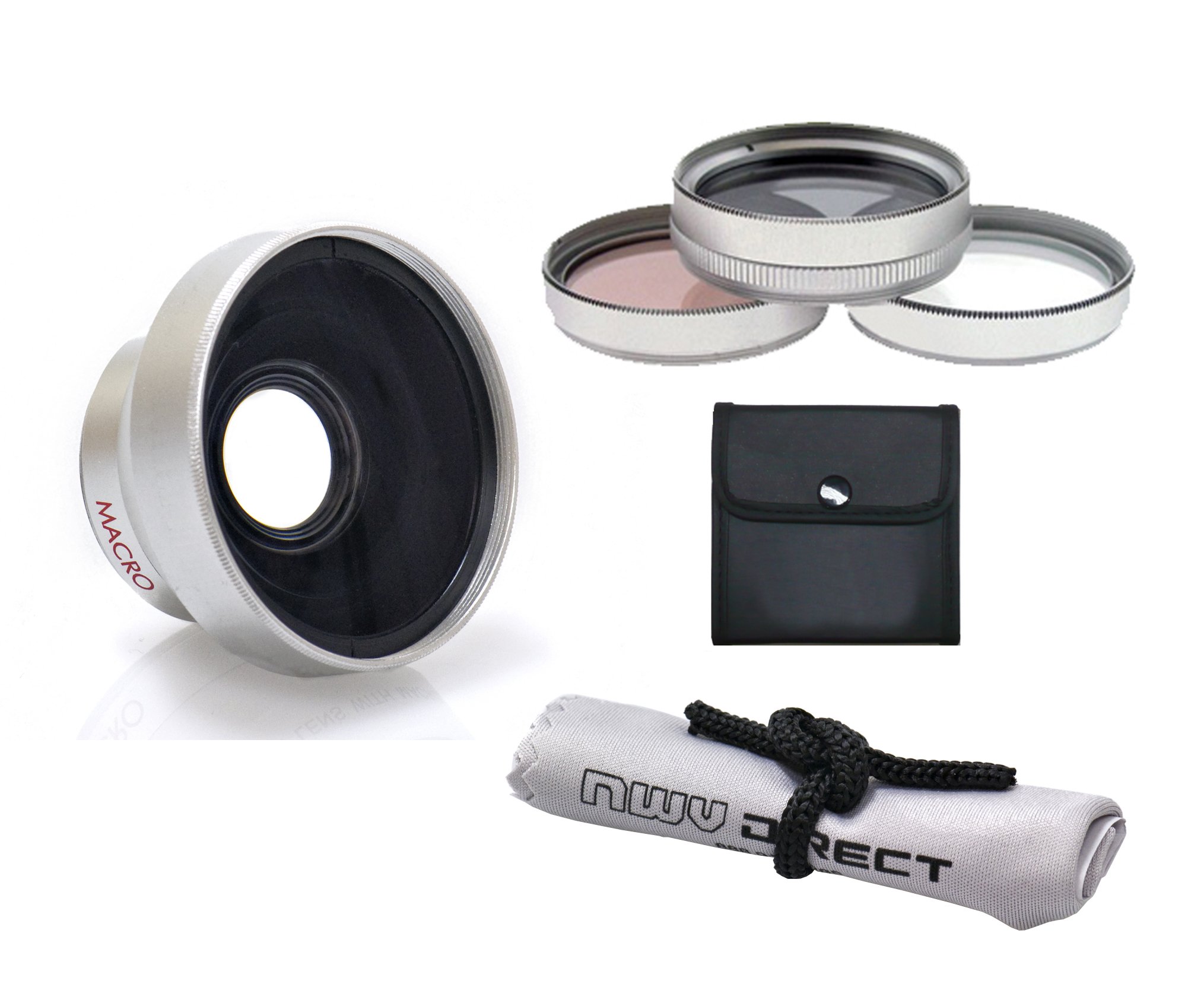 Sony HDR-CX150 High Definition 0.45x Wide Angle Lens w/Macro (37mm) + 3 Piece Lens Filter Kit (30mm)