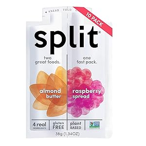 Split Nutrition Almond Butter and Raspberry Squeeze Packs, Gluten-free, Pantry Snack, Non-GMO, Real Food, Made with Zero Artificial Preservatives or Sweeteners, Pack of 10 (1.34 ounce each)