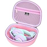 Tourmate Hard Travel Case for Riwbox CT-7 CT-7S / iClever HS01 / FosPower Cat Ear LED Light Kids Wireless Headphones, Protective Carrying Storage Bag(Box for Sale) (Purple&Pink)