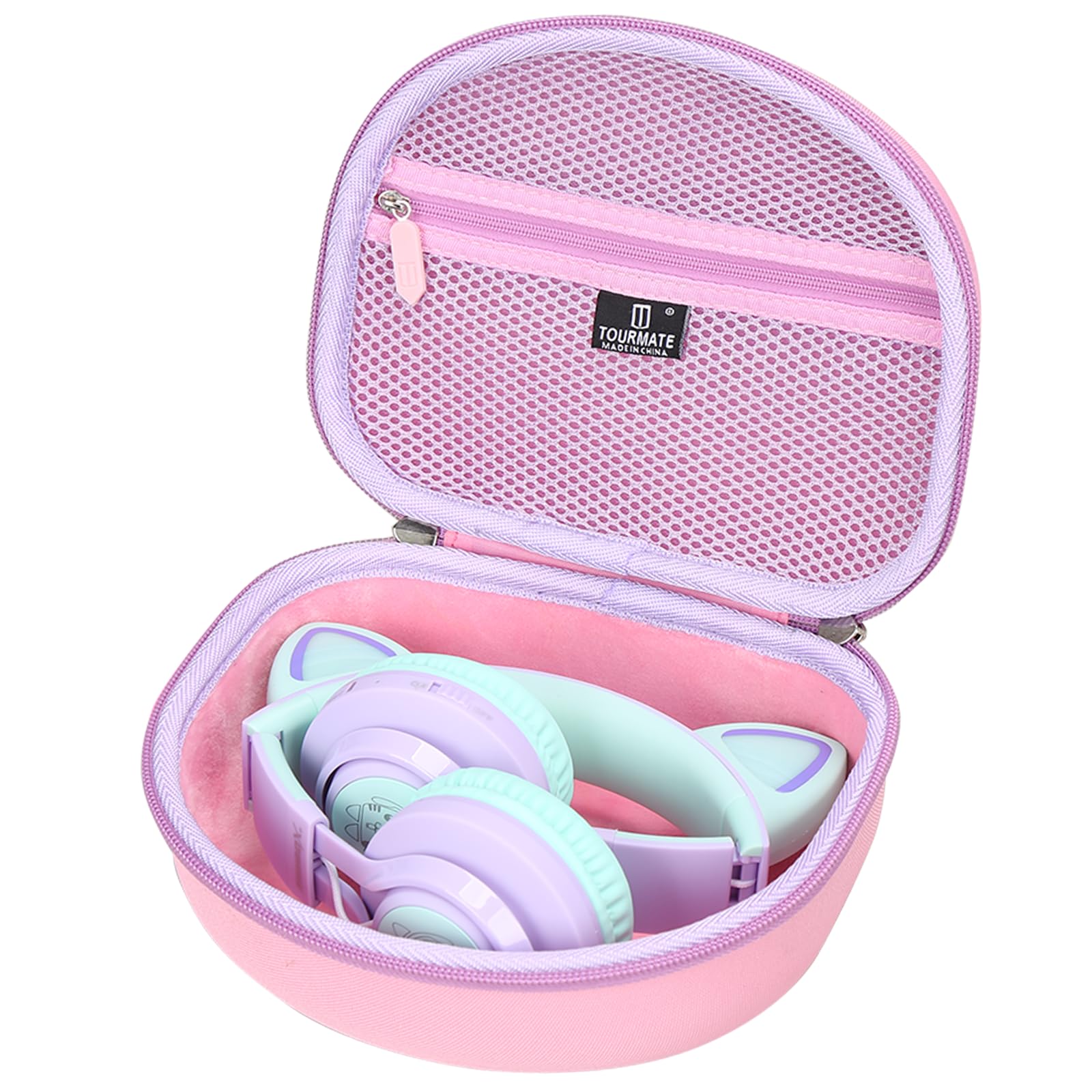Photo 1 of Tourmate Hard Travel Case for Riwbox CT-7 CT-7S / iClever HS01 / FosPower Cat Ear LED Light Kids Wireless Headphones, Protective Carrying Storage Bag?Box for Sale? (Purple&Pink)