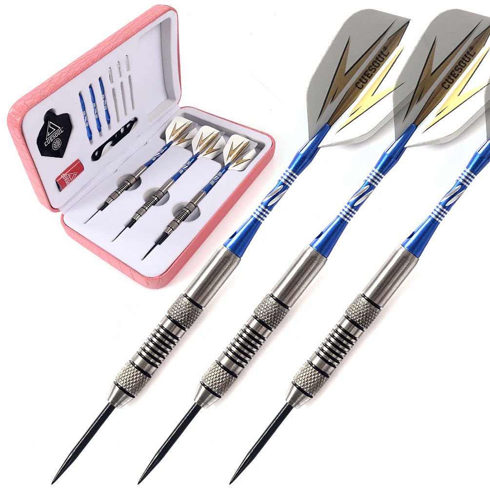 CUESOUL Tungsten Steel Tip Darts- Precise Barrels 24 Grams 90% Tungsten with Luxury Case