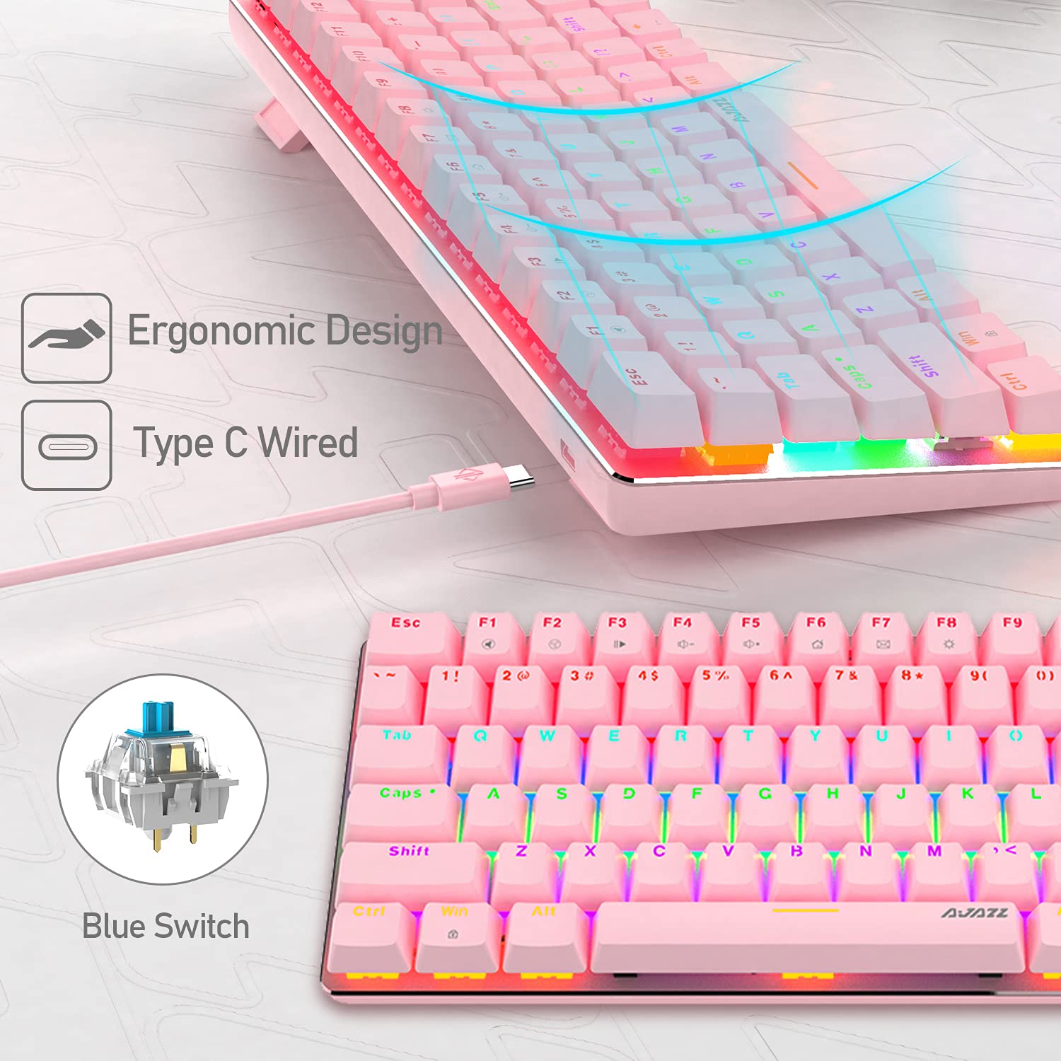 Pink Keyboard Led Mua ZIYOU LANG Pink Gaming Keyboard and Mouse Combo,Rainbow LED Backlit ...
