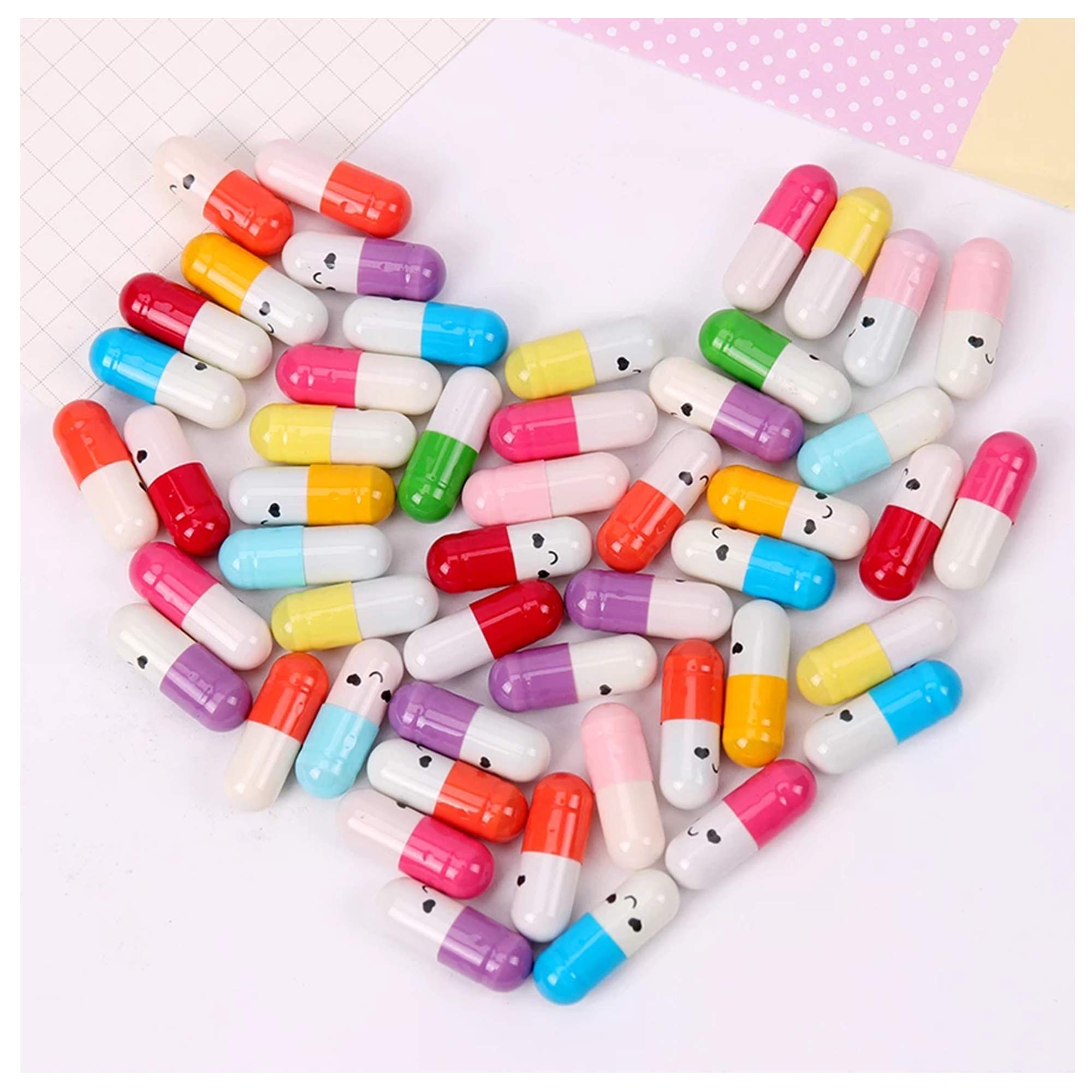 200Pcs Message Capsule Letter Pill Friendship Capsule Cute Color Pill Half Pill in Random Color