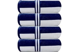 ORGANIX - SUSTAINABLE HEALTH SUPPLIES Organix Oversized Beach Towel 36"x72", Large Highly Absorbent 100% Ringspun Cotton Bathroom Cabana Striped Pool Towels 4 Pack, Adult Luxury Beach Towels, Quick Dry Lightweight - Navy