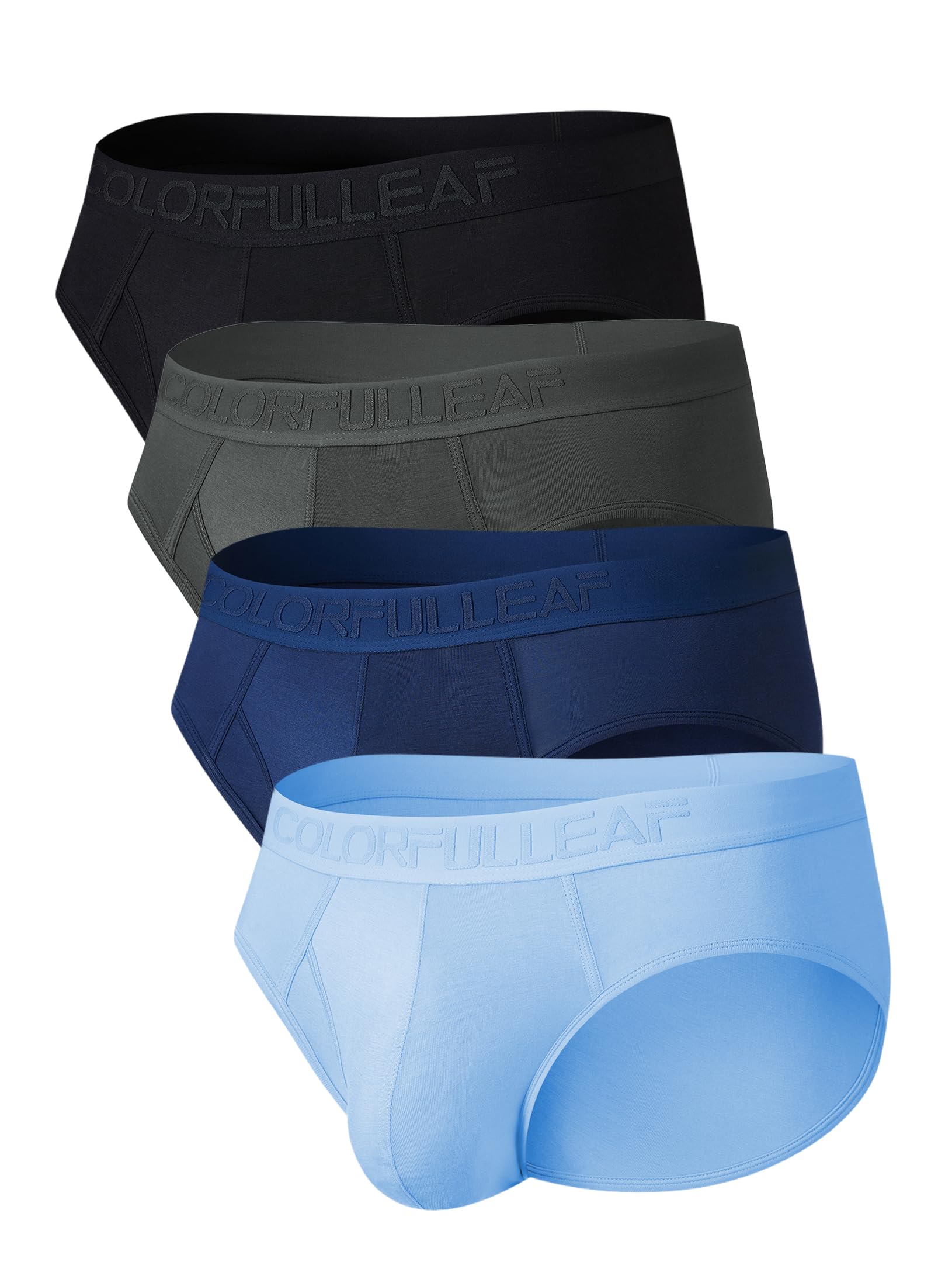 Photo 1 of COLORFULLEAF Men's Bamboo Rayon Briefs Underwear Stretch Super Soft Comfy Open Fly Underpants(4C,L)