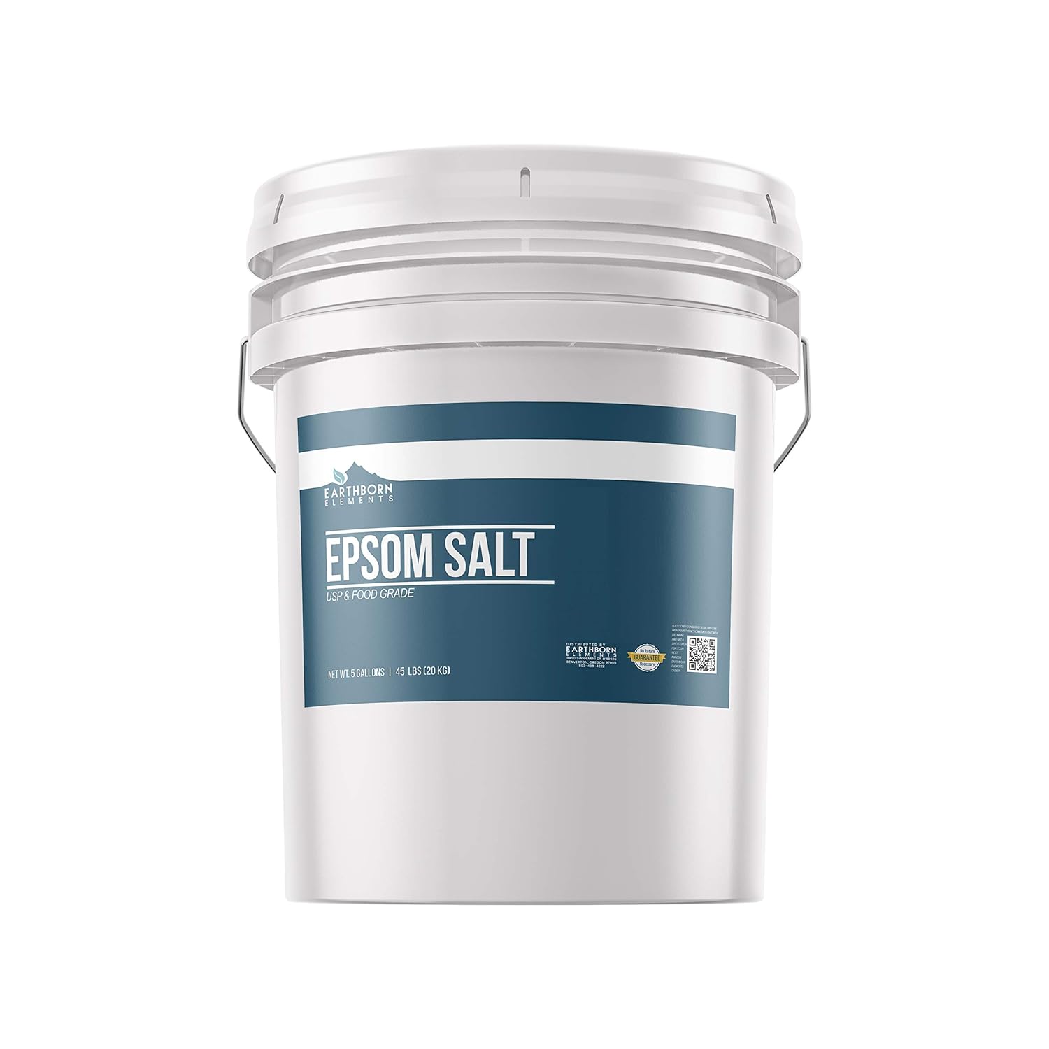 Epsom Salt (5 Gallon (45 lbs.) by Earthborn Elements, Resealable Bucket, Magnesium Sulfate Soaking Solution, All-Natural, Highest Quality & Purity, USP Grade
