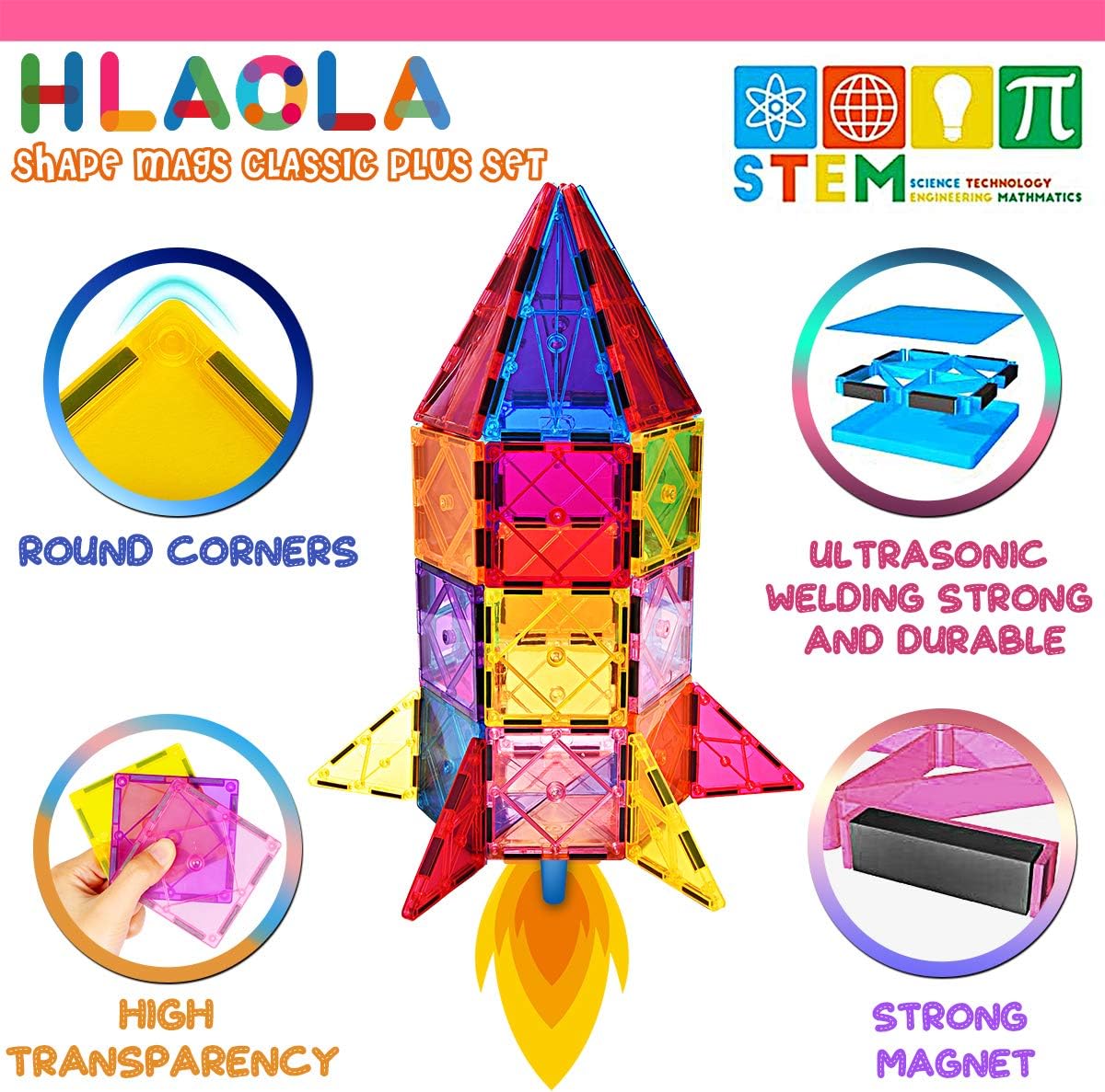 HLAOLA Magnetic Building Blocks Magnetic Tiles 3D Tiles Set 73PCS Magnetic Toys for 2 3 4 5 6 7 Year Old Boys Girls Gifts Educational Inspirational Conventional Recreational STEM Toys Tiles: Toys & Games