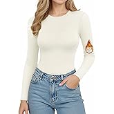 MANGOPOP Long Sleeve Shirts for Women Thermal Crew Neck Fitted Fleece Tops Trendy Going Out Fall Winter Womens Tops 2026