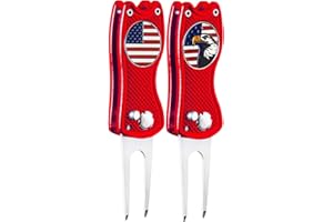 FINGER TEN Golf Divot Repair Tool and Ball Marker Switchblade Value Pack, Foldable Magnetic Stainless Steel with Pop-up Button for Men Women