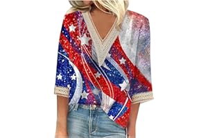 GOBUQIRAN Lace Sleeve Tops for Women Ladies Tops and Blouses 3/4 Sleeve Deep V Neck Tops Graphic T Shirts Summer Shirts Cute
