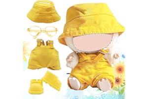 MAUSGAAV 17cm Doll Clothes(NO Doll), Hat & Overalls Set Clothes Accessories Suit, Cute Outfit for Dress up Unique Style, Yellow