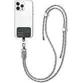 EKAX Universal Cell Phone Lanyard with Tether Tab - Crossbody Lanyard with Adjustable Nylon Neck Strap, Clip and Go Phone Strap, Phone Accessories (Grey)