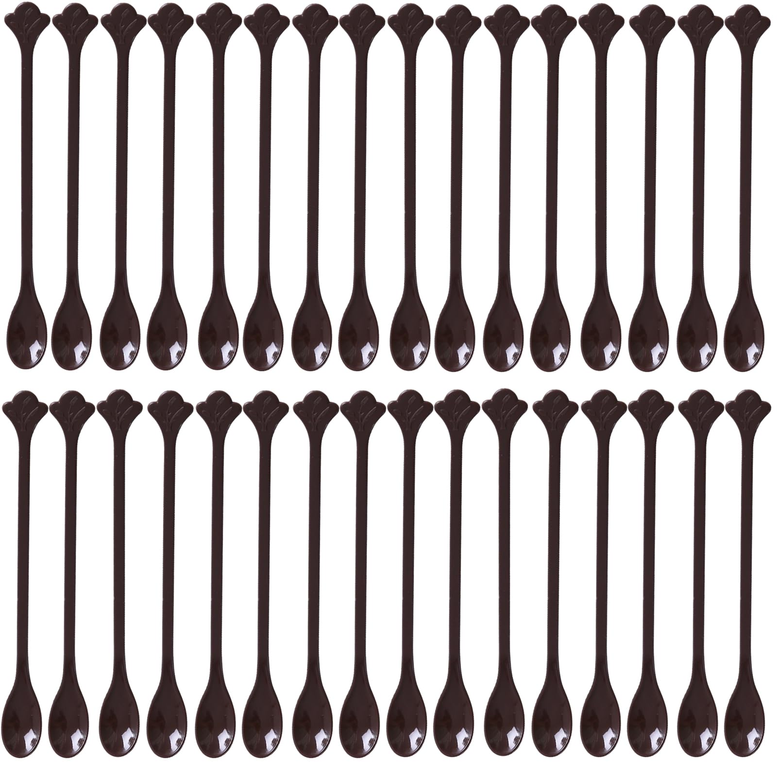 Photo 1 of 200 Pcs Coffee Cocktail Stirrer Stick Spoon Disposable Plastic Mini Stir Cup Drink Kitchen Dining Coffee Tea Spoon, Utensils Accessories Bar Restaurant, Brown
