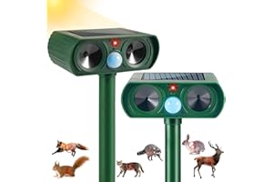 JAHYELEC Solar Ultrasonic Animal Repeller Outdoor Deer Repellent Devices with Motion Sensor Waterproof Animal Deterrent Devices to Scare Cat Dog Squirrel Rabbit Raccoon Skunk Repellent for Yard Garden Lawn
