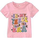 BOUTIKOME in My One-Seven Years Old Era Birthday Shirts Toddler Baby Girls T-Shirt Tees Party Outfits Short Sleeve Tops