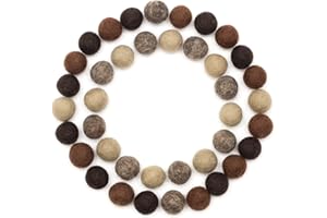 Glaciart One Felt Wool Balls, Felt Pom Poms (40 Pieces) 2 Centimeters - 0.8 Inch, Handmade Felted Brown Colors- Bulk Small Puff for Felting and Garland