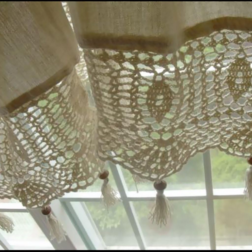 Uncinetto Tenda Di Finestra Tenda Di Finestra Tende In Cotone Lino Con Gancio Decorazione Casa