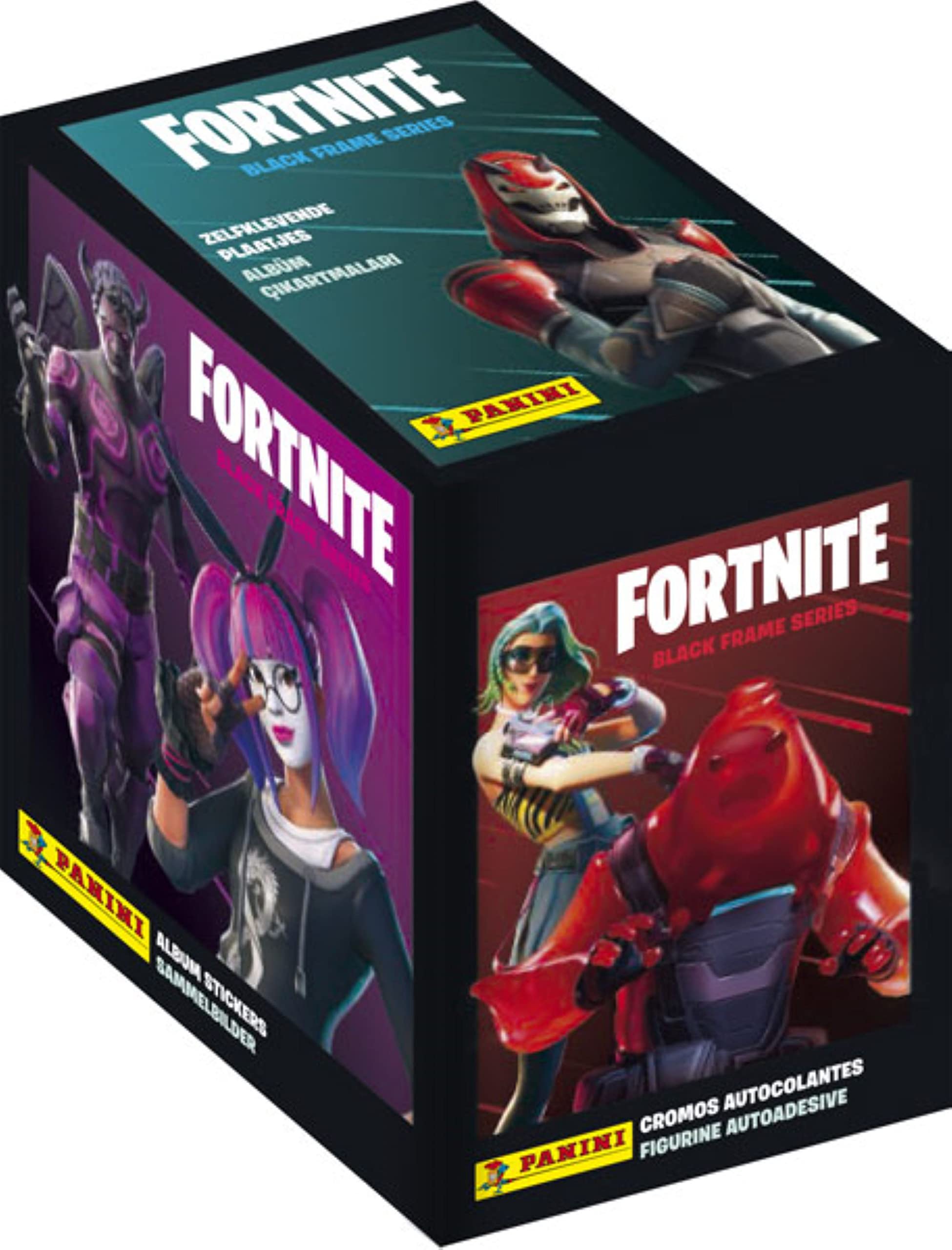 Panini France SA-FORTNITE Black Frame Series Stickers 50 Pockets, 003986BOX50F